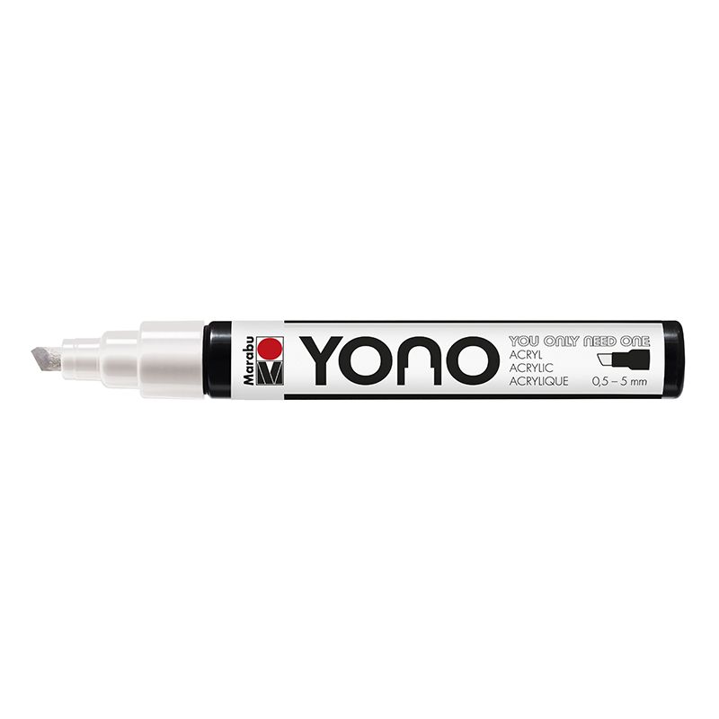 Marabu YONO Marker 0,5-5mm 070 white, akryylimaalitussi, viisto kärki