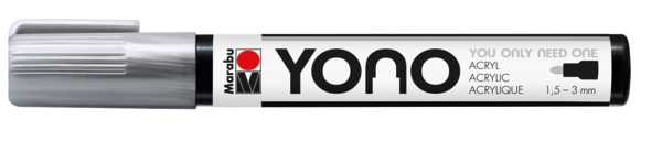 Marabu YONO Marker 1,5-3mm 082 silver, akryylimaalitussi, pyöreä kärki