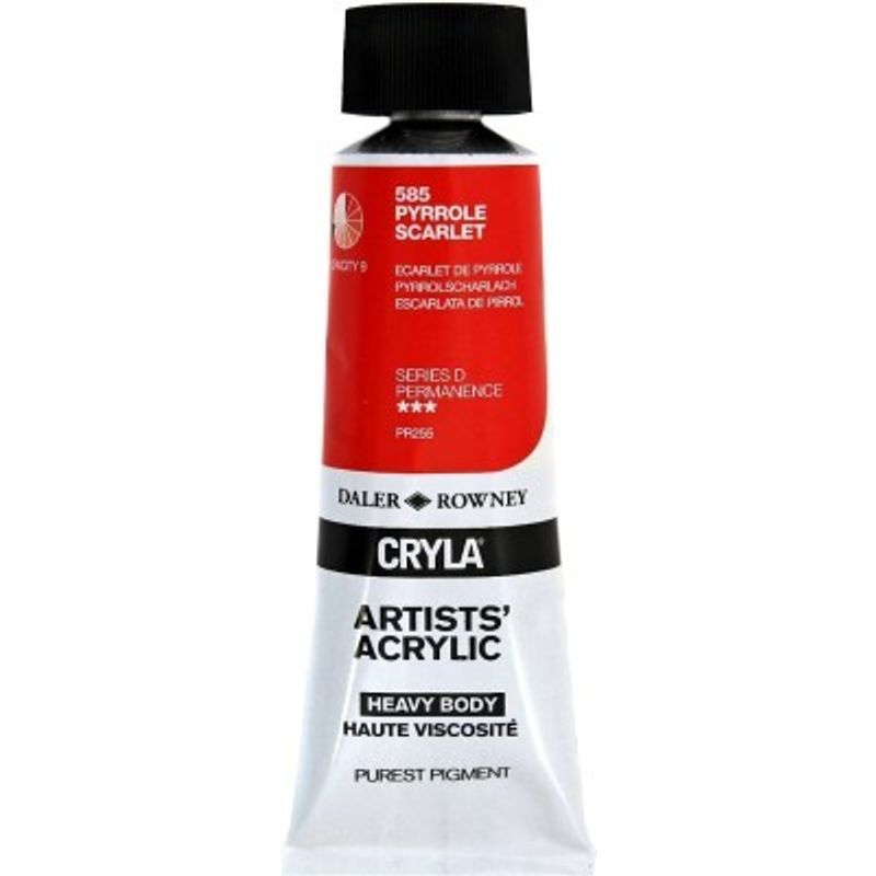 PA. DR Cryla acrylic 75ml 585 Pyrrole scarlet (D), taiteilija-akryyliväri