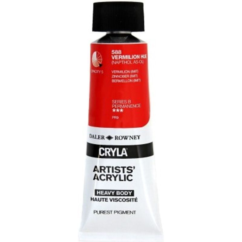 PA. DR Cryla acrylic 75ml 588 Vermilion (hue) (B), taiteilija-akryyliväri