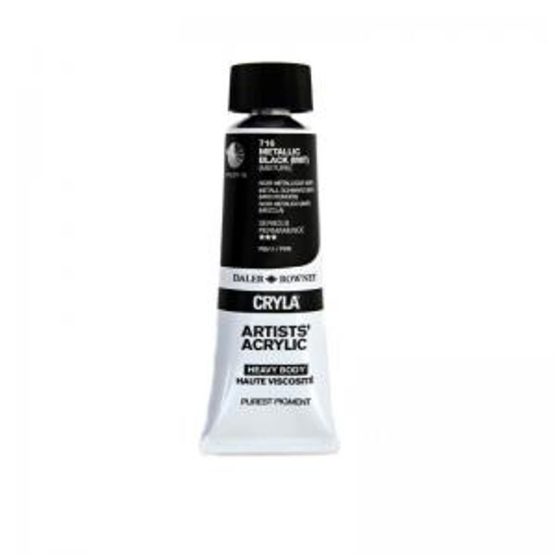 PA. DR Cryla acrylic 75ml 716 Metallic black (hue), taiteilija-akryyliväri