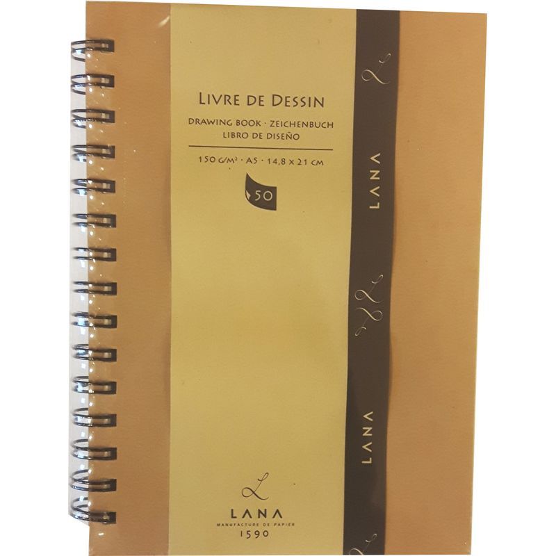 P. HM Lana piirustuslehtiö 150g A4 (50) kierre, Ruskeat voimapaperikannet ja luonnonvalkoinen pape