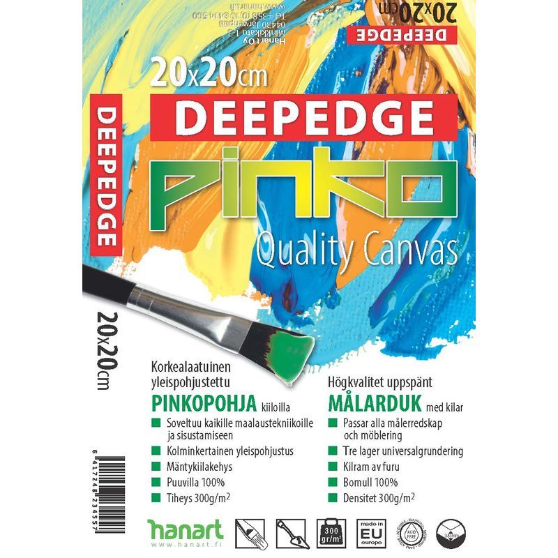 PINKO DEEPEDGE 20x20cm Maalauspohja 38mm, 100% puuvilla 300g (990)