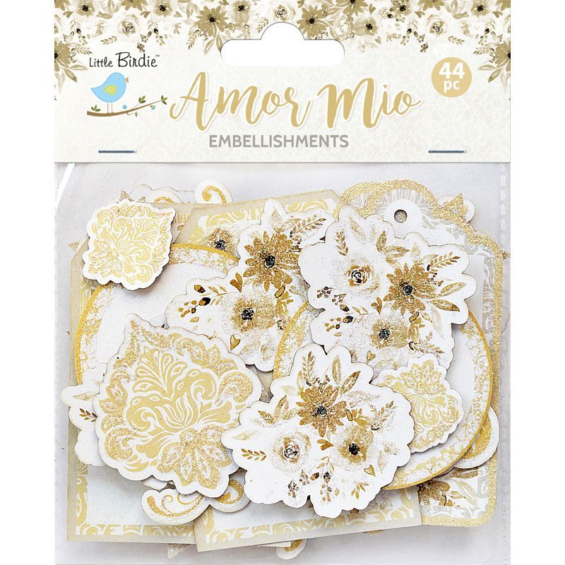 P. L.Birdie paperikuviot Amor Mio, 44kpl valkoinen