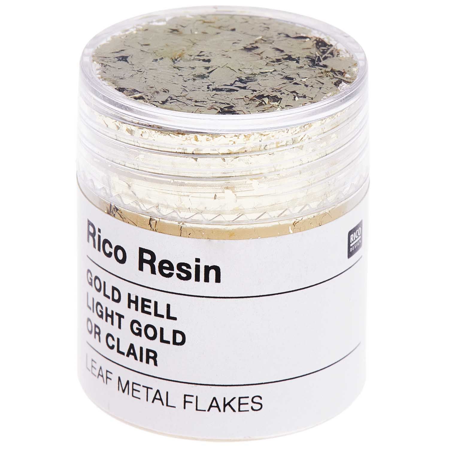 RICO lehtimetallilastu Light Gold 0,3g hartsille, epoksihartsi resin