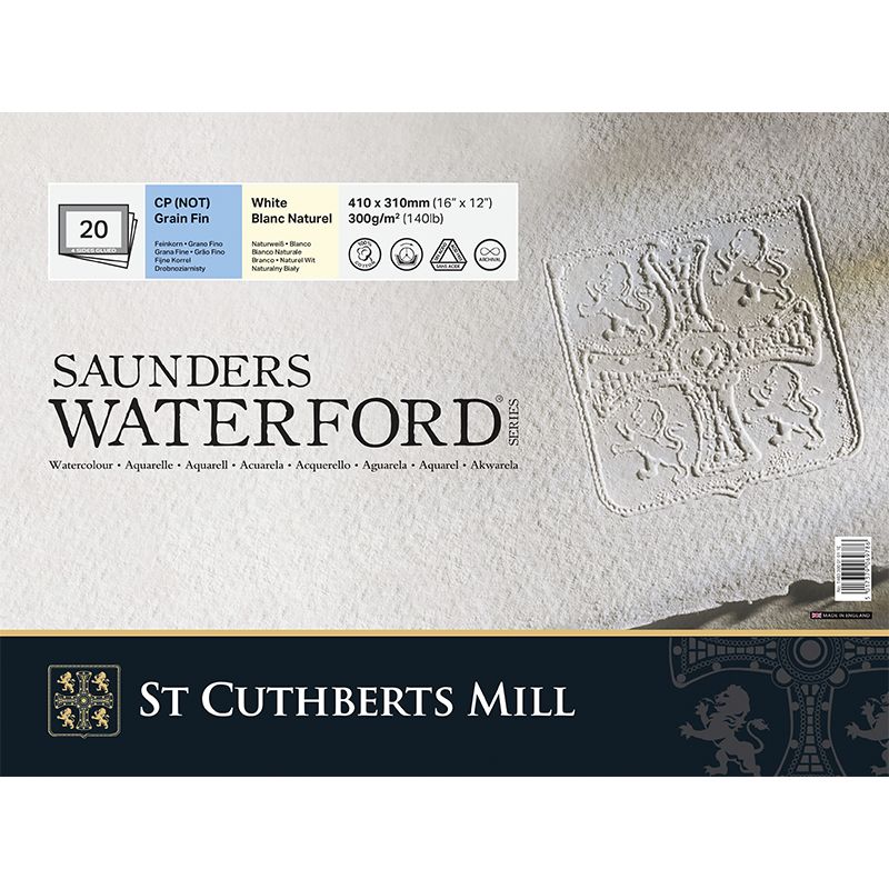 SCM Saunders lehtiö 41x31cm (20L4) PK Cold Pressed, 100% Cotton Natural White