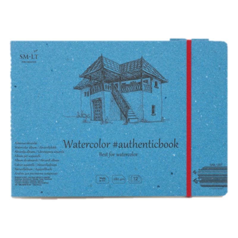 SMLT Akvarellilehtiö 280g 245x183mm (12), kuminauhasuljenta