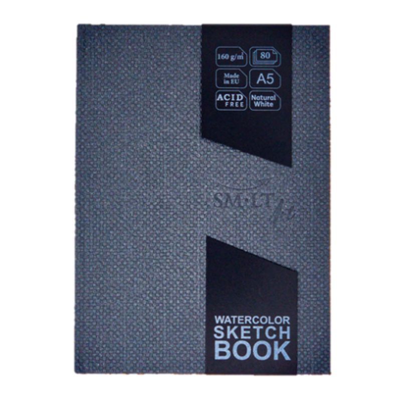 SMLT Akvarelli-luonnoskirja A5 sidottu (80) 160g, kovakantinen, luonnonvalk paperi,