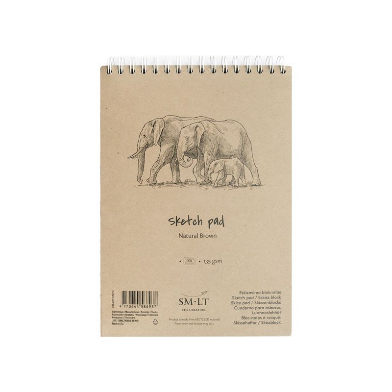 SMLT Brown-luonnoslehtiö 135g A4 (80) voimapaperia, mikroperforointi, kierre yläreunassa, kierrätyspap