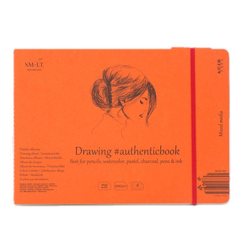 SMLT Mixed media lehtiö 200g 245x184mm (18), kuminauhasuljenta