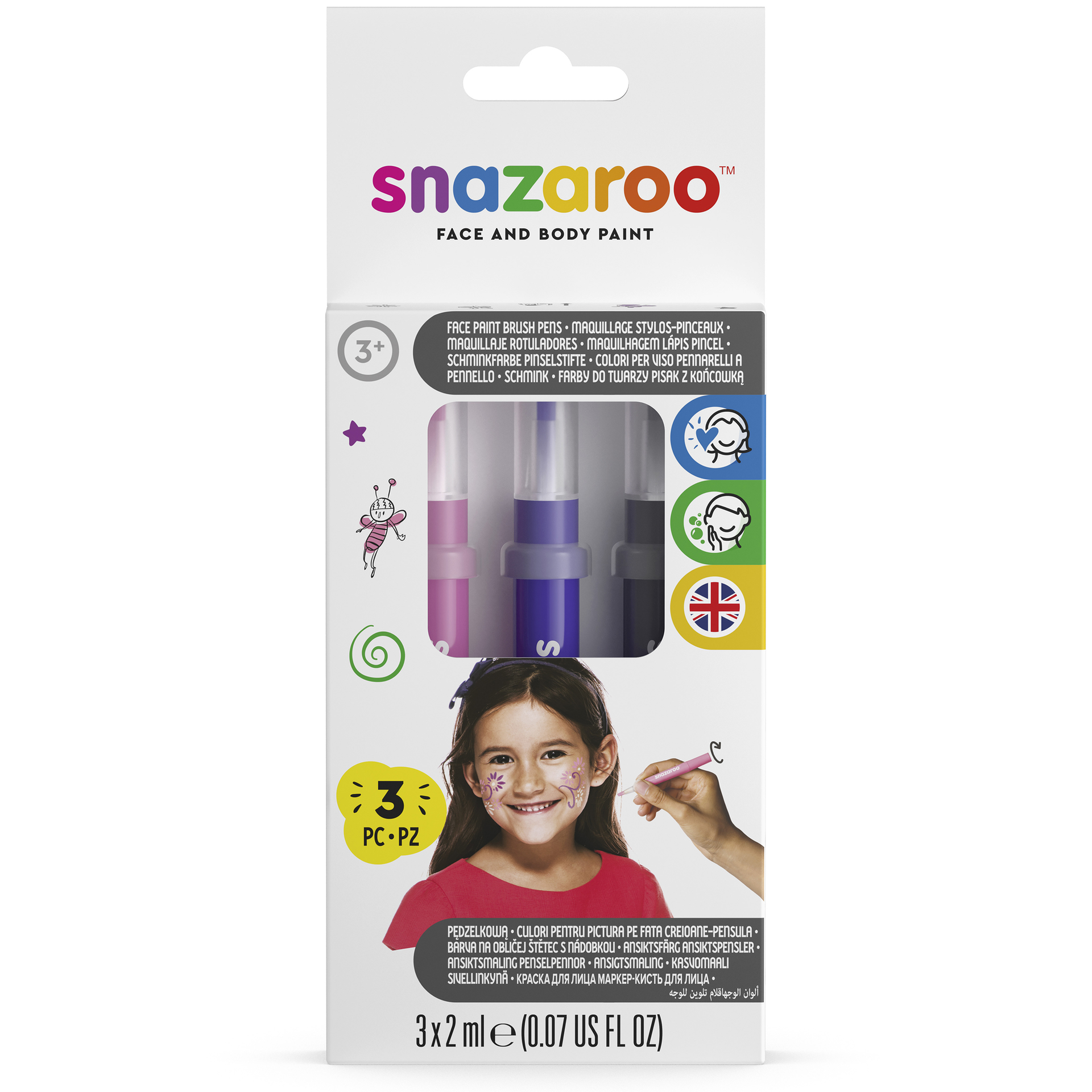 Snazaroo Brush Pens Fantasy, pink, purple, silver