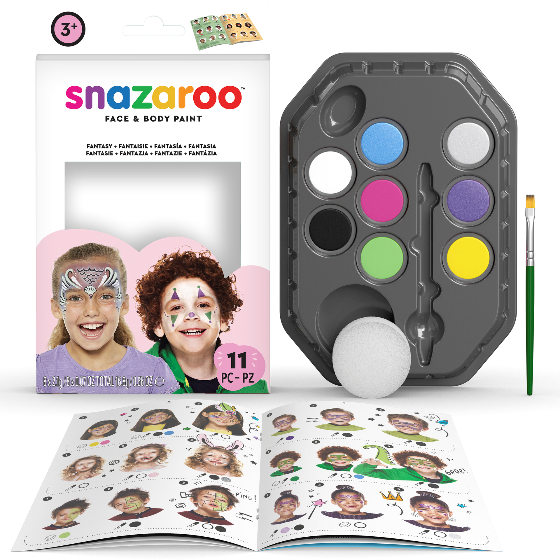 Snazaroo Face Painting Kit Girl 50 faces, (8 väriä, sivellin, tyyny, ohje) kasvovärit