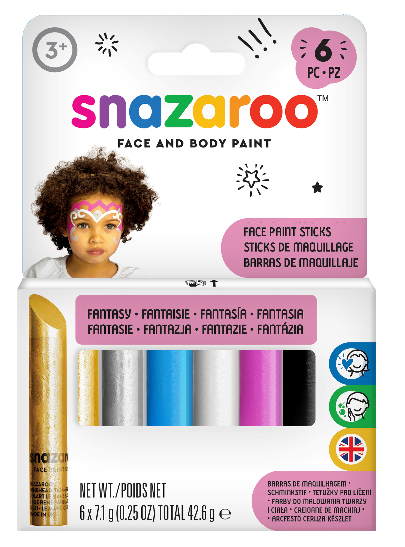 Snazaroo Kasvoväriliidut pastellivärit 6kpl