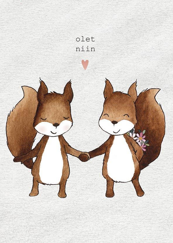 Postikortti Henna Adel - Oravat käsi kädessä