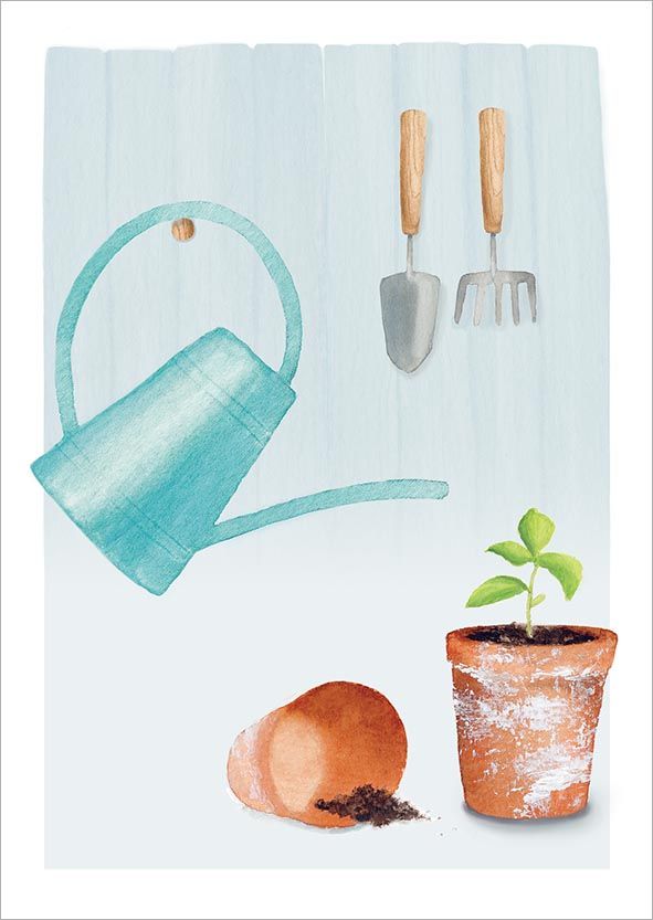 Postikortti Henna Adel - Puutarhahommia