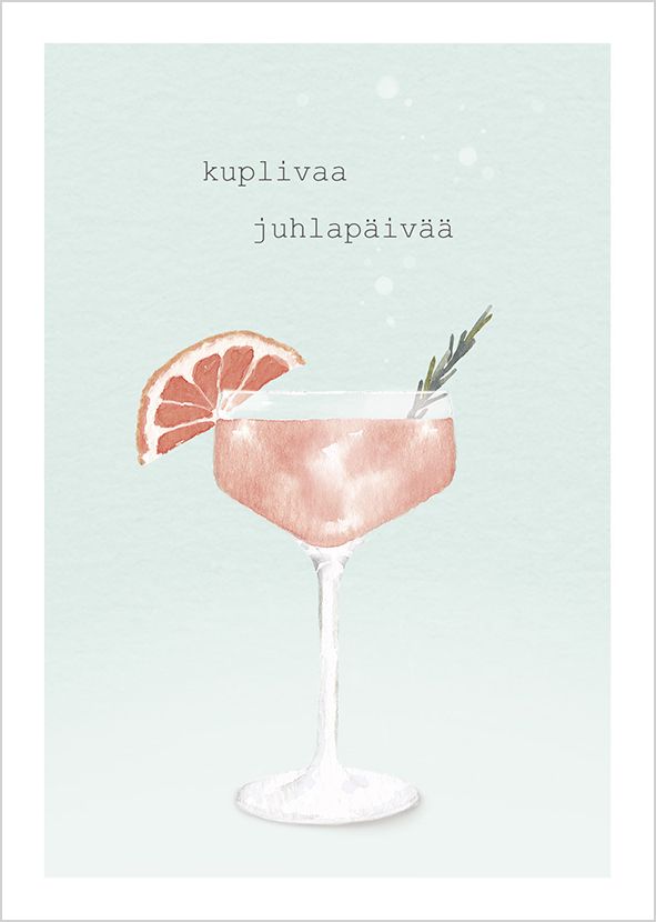 Postikortti Henna Adel - Cocktail, kuplivaa juhlapäivää