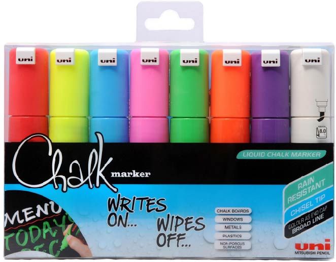 UNI Chalk 8 kpl liitutaulutussi PWE-8K, 8 mm