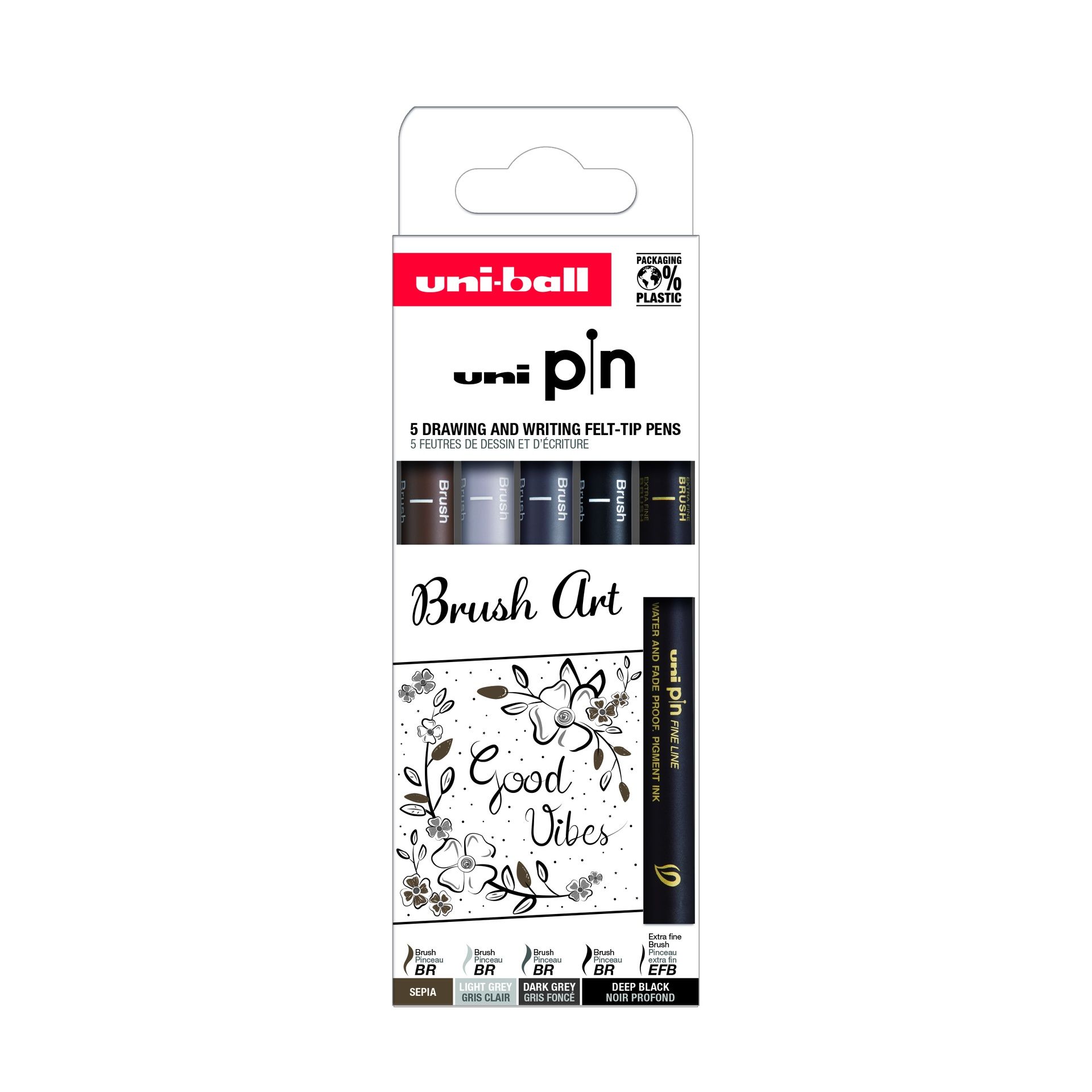 UNI PIN kuitukärkikynä 5 kpl Brush Art