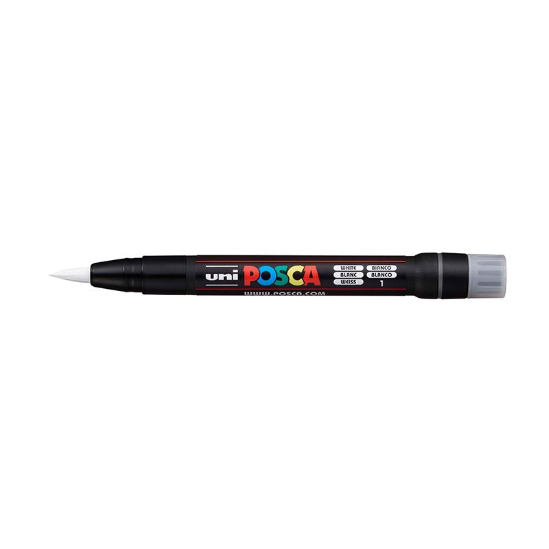 UNI POSCA Brush Marker PCF-350 8mm 1 white, 52 sivellintussi