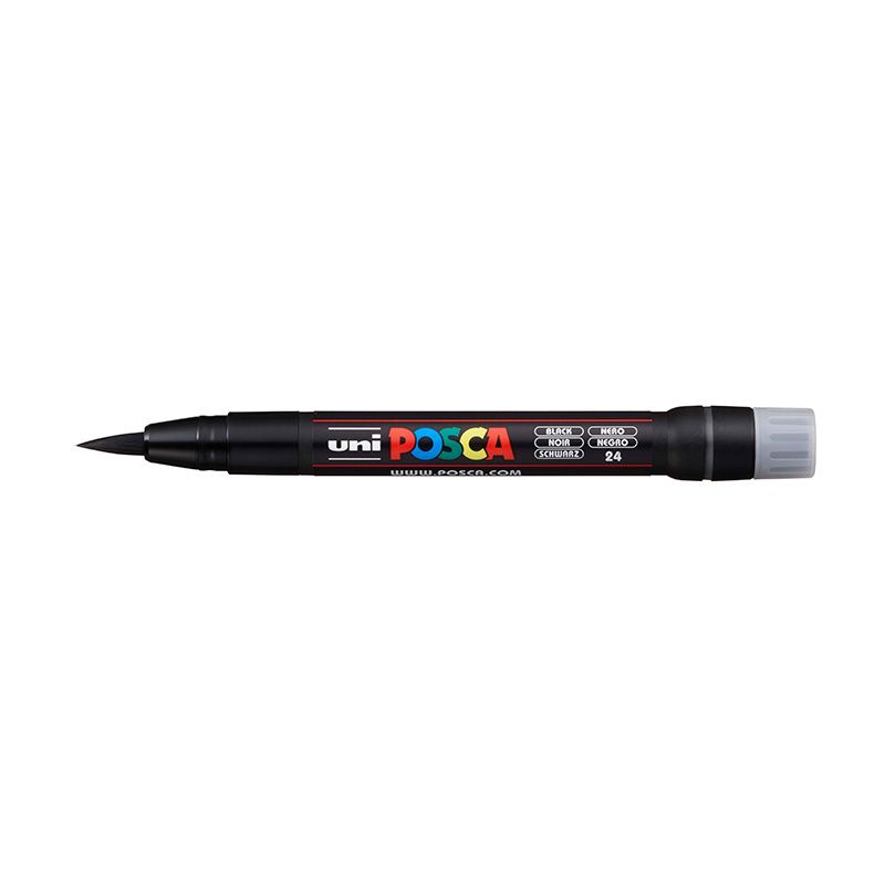 UNI POSCA Brush Marker PCF-350 8mm 24 black, 46 sivellintussi