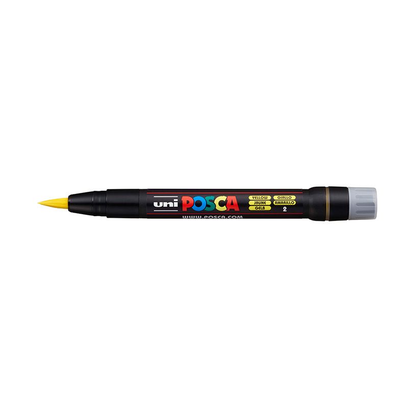 UNI POSCA Brush Marker PCF-350 8mm 2 yellow, 44 sivellintussi