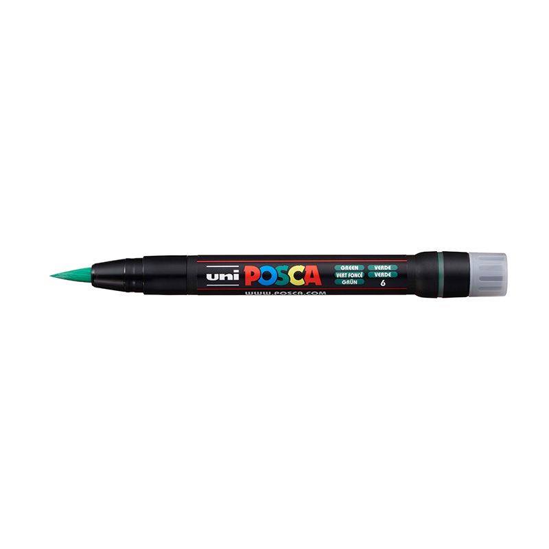 UNI POSCA Brush Marker PCF-350 8mm 6 green, 36 sivellintussi