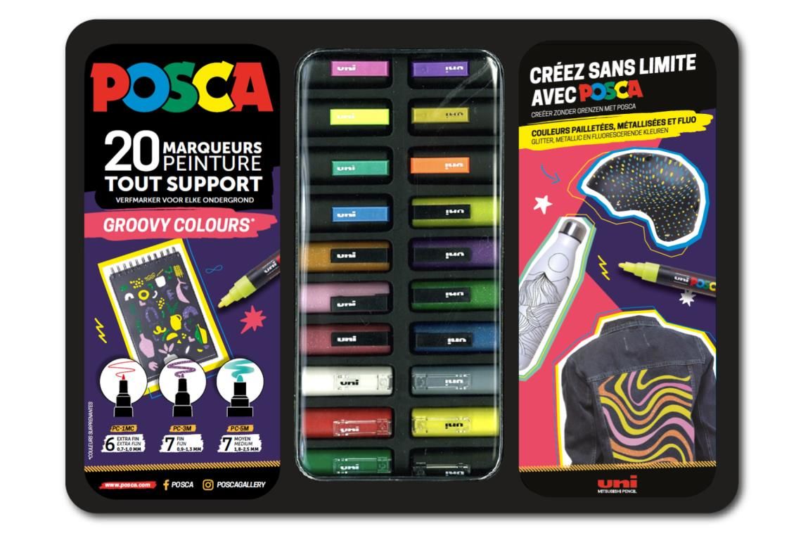 UNI POSCA Metal Tin Groovy Colours