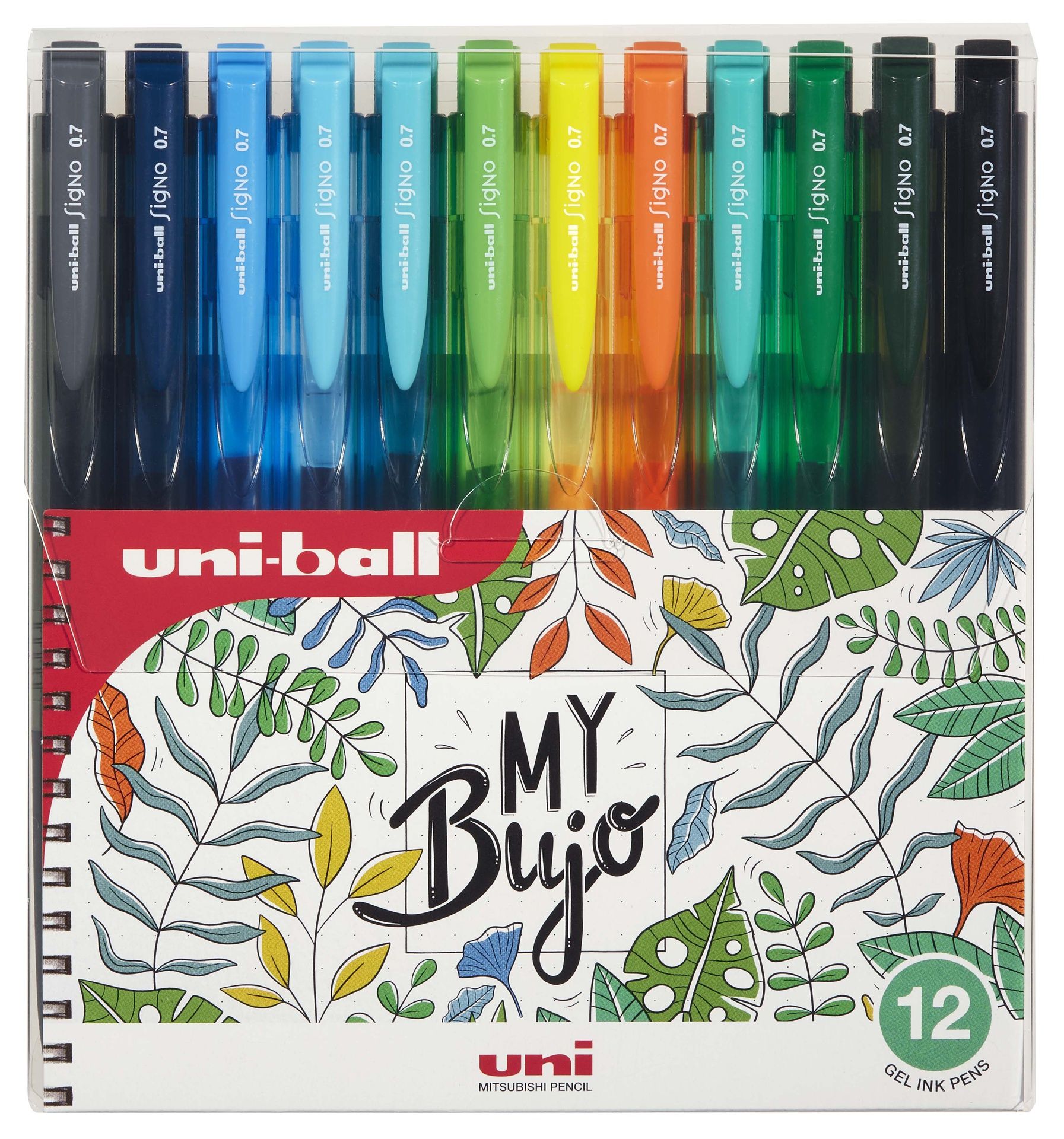 UNI Signo RT1 My Bujo 12 lajitelma perusvärit, Geelikynä