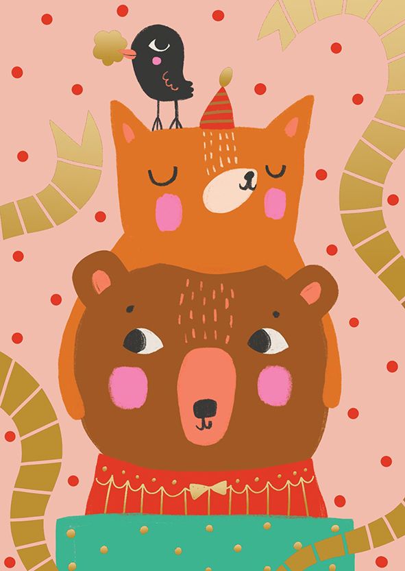 Postikortti joulu Mira Mallius - Kolme kaveria