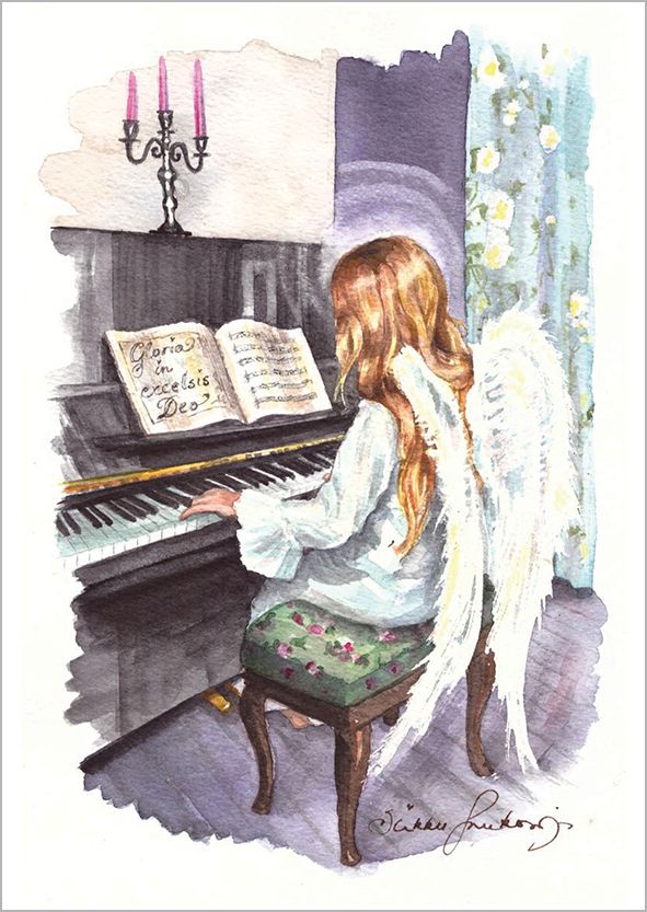 Postikortti joulu Sirkku Saukonoja - Pianisti