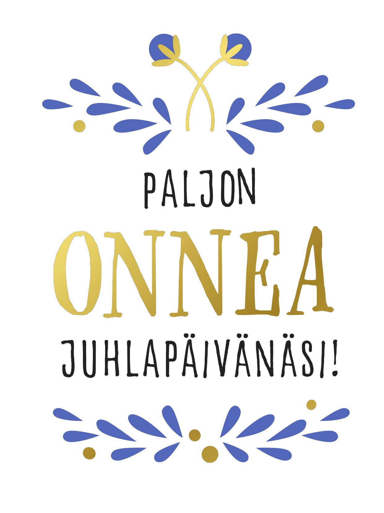 2-osainen kohopainokortti Putinki Design - Paljon onnea juhlapäivänäsi!