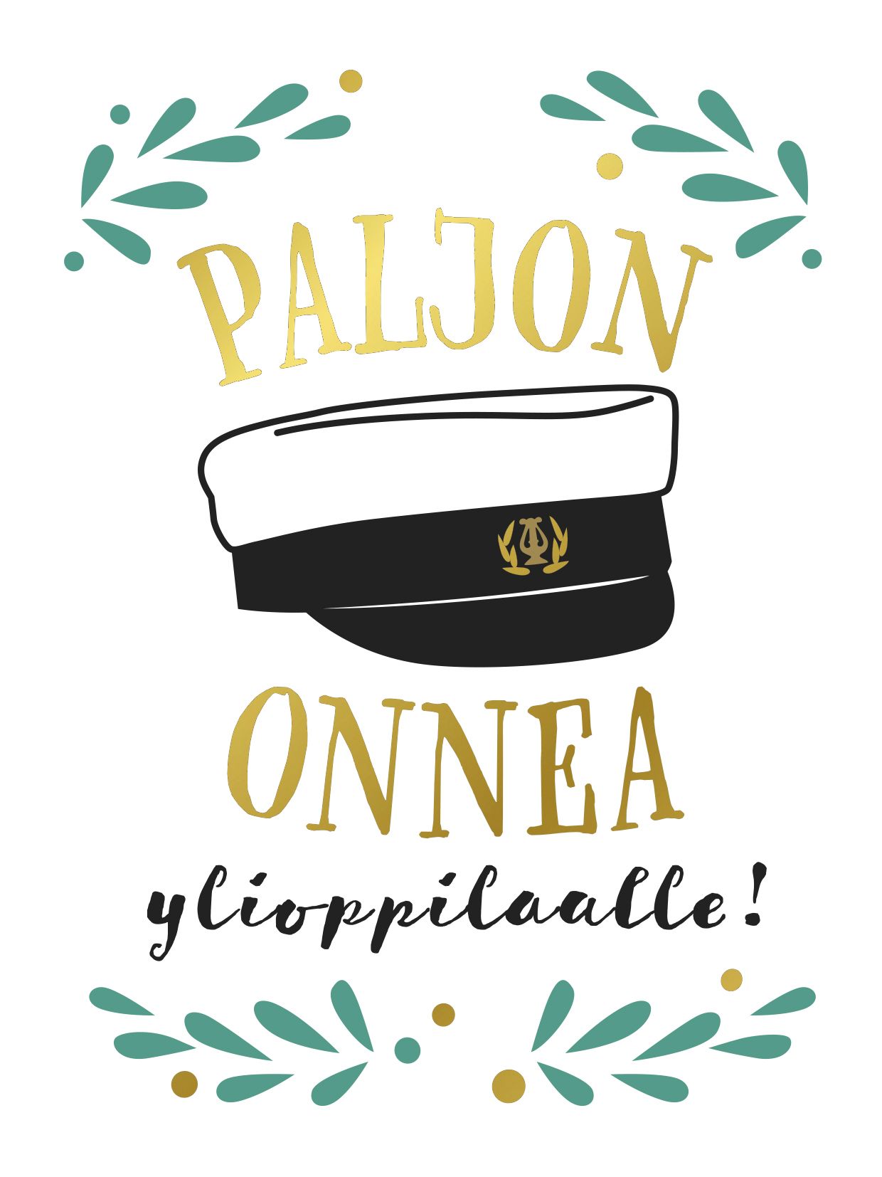 2-osainen kohopainokortti Putinki Design - Paljon onnea ylioppilaalle