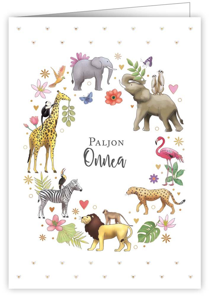 2-osainen kortti Quire - Villieläimet "Paljon onnea"