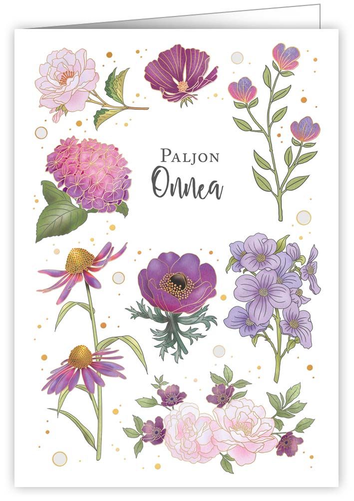 2-osainen kortti Quire - Kukat, Paljon onnea