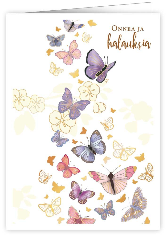2-osainen kortti Quire - Perhoset, "Onnea ja halauksia"