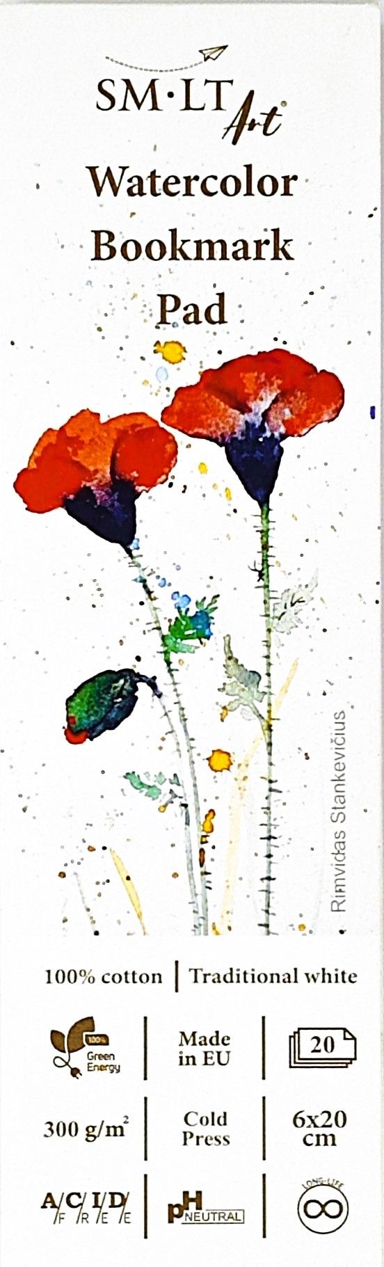 SMLT Watercolor Art kirjanmerkki 6x20cm 300g 20 lehteä