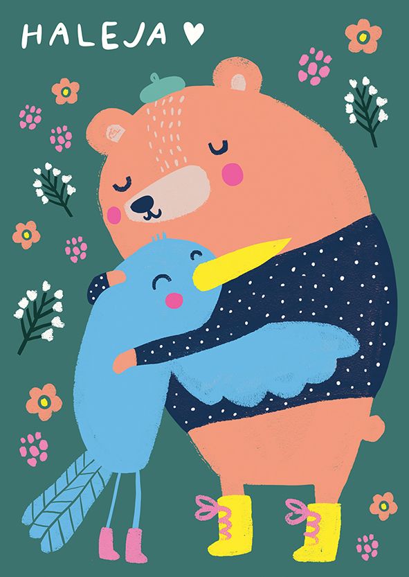 Postikortti Mira Mallius - Karhu ja lintu, Haleja