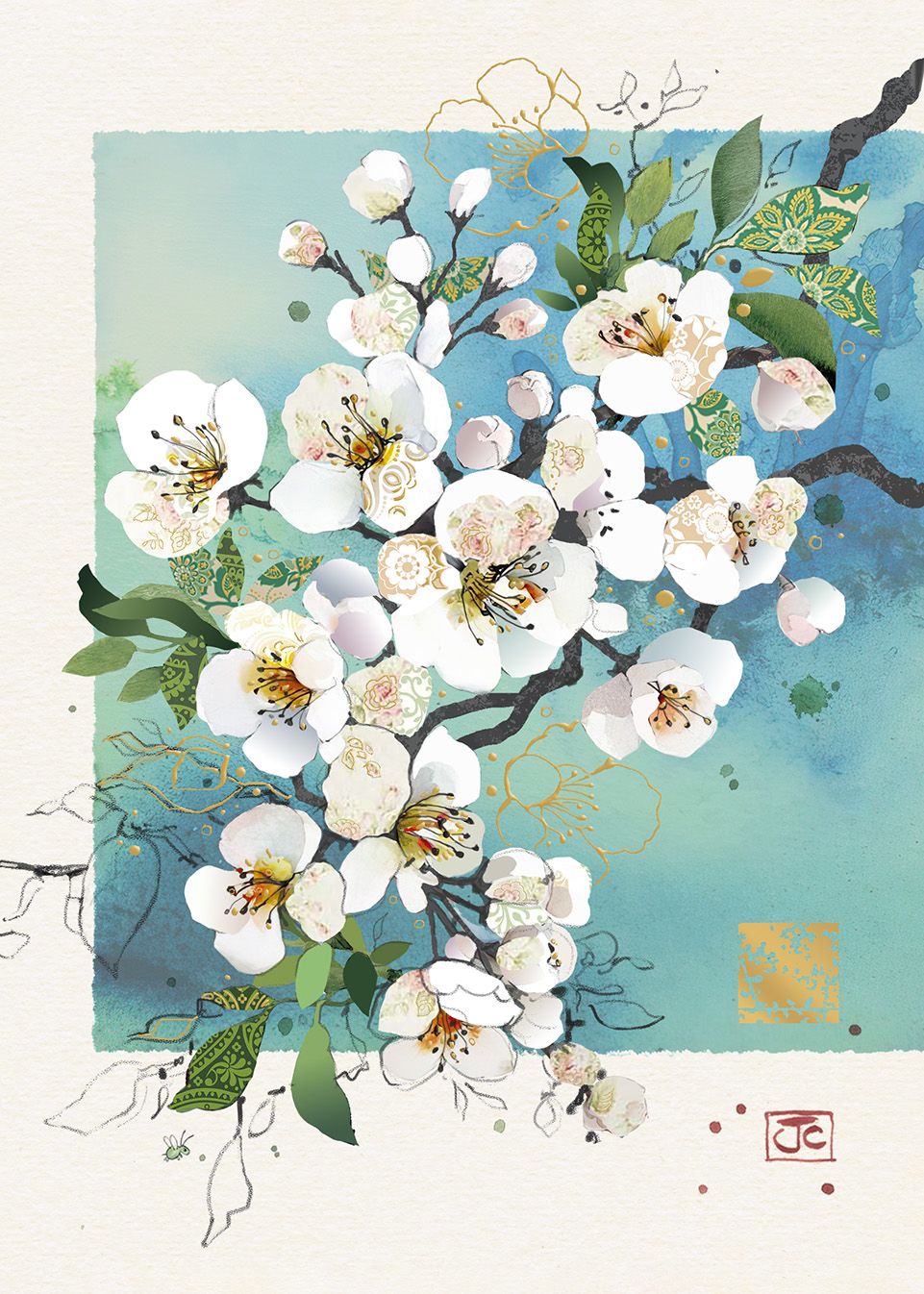 2-osainen kortti Bug Art - White Blossom