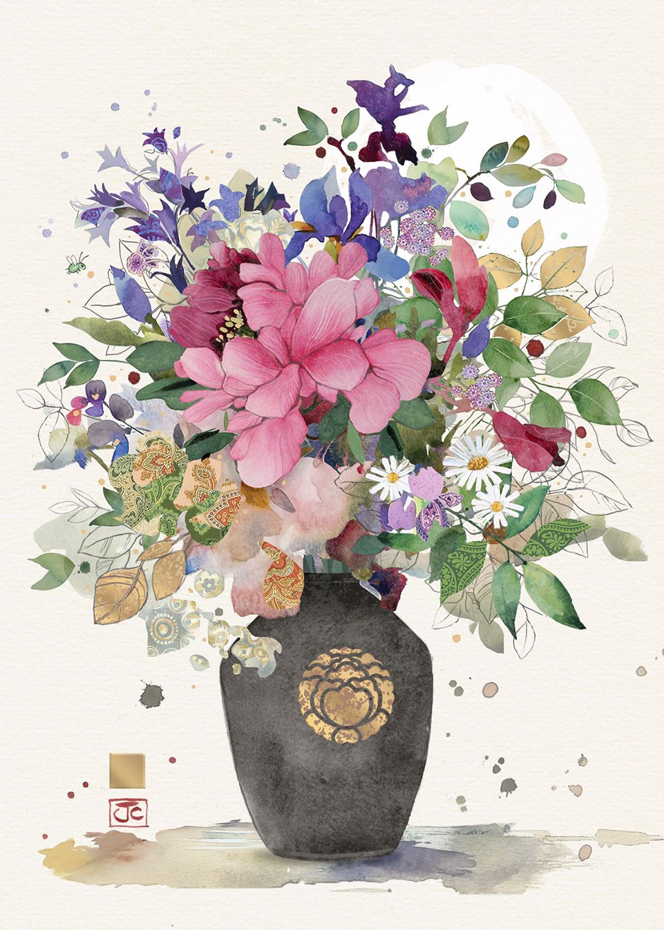 2-osainen kortti Bug Art - Peony Vase