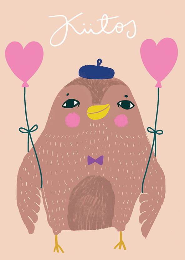 Postikortti Mira Mallius - Lintu, Kiitos