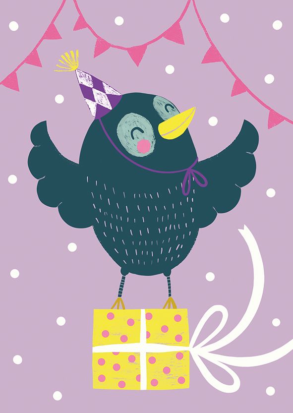 Postikortti Mira Mallius - Lintu ja paketti