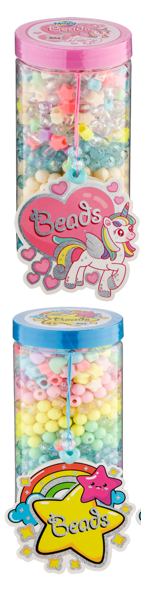 Beads in Jar, 2 ass, Unicorn Pastel - Rainbow Neon