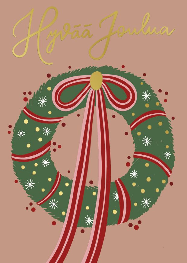 Joulukortti Putinki Letters - Kranssi, Hyvää joulua