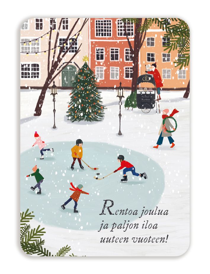 Joulukortti Johanna Ilander - Luistelu "Rentoa joulua ja paljon iloa uuteen vuoteen!"