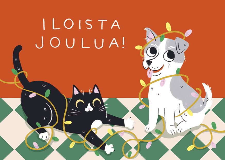 Joulukortti Kaisu Sandberg - Helvi ja Tauno Iloista joulua!