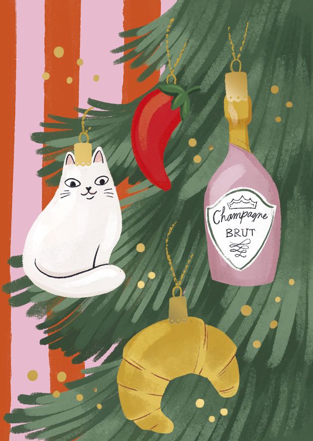 Joulukortti Kaisu Sandberg - Kuusenkoristeet