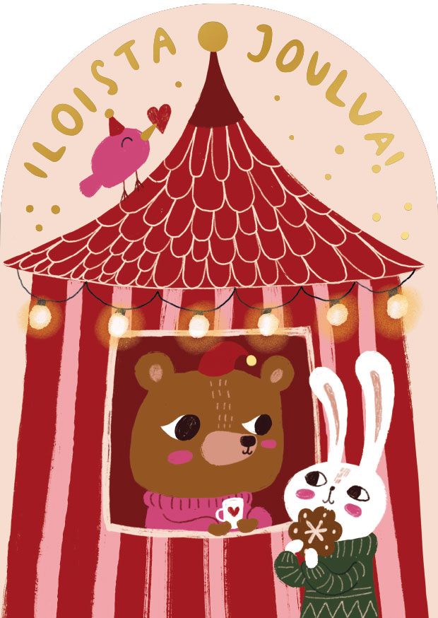 2-osainen joulukortti Mira Mallius - Myyntikoju, Iloista joulua!