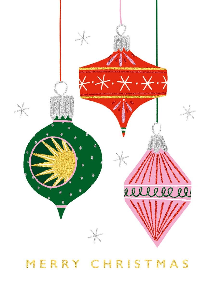 2-osainen joulukortti The Art File - Koristeet, Merry Christmas