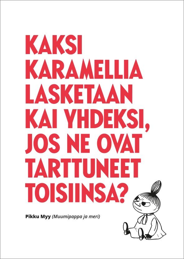 Kohopainettu postikortti Muumi - Kaksi karamellia