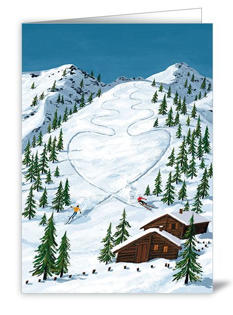 2-osainen joulukortti Quire - Laskettelurinne